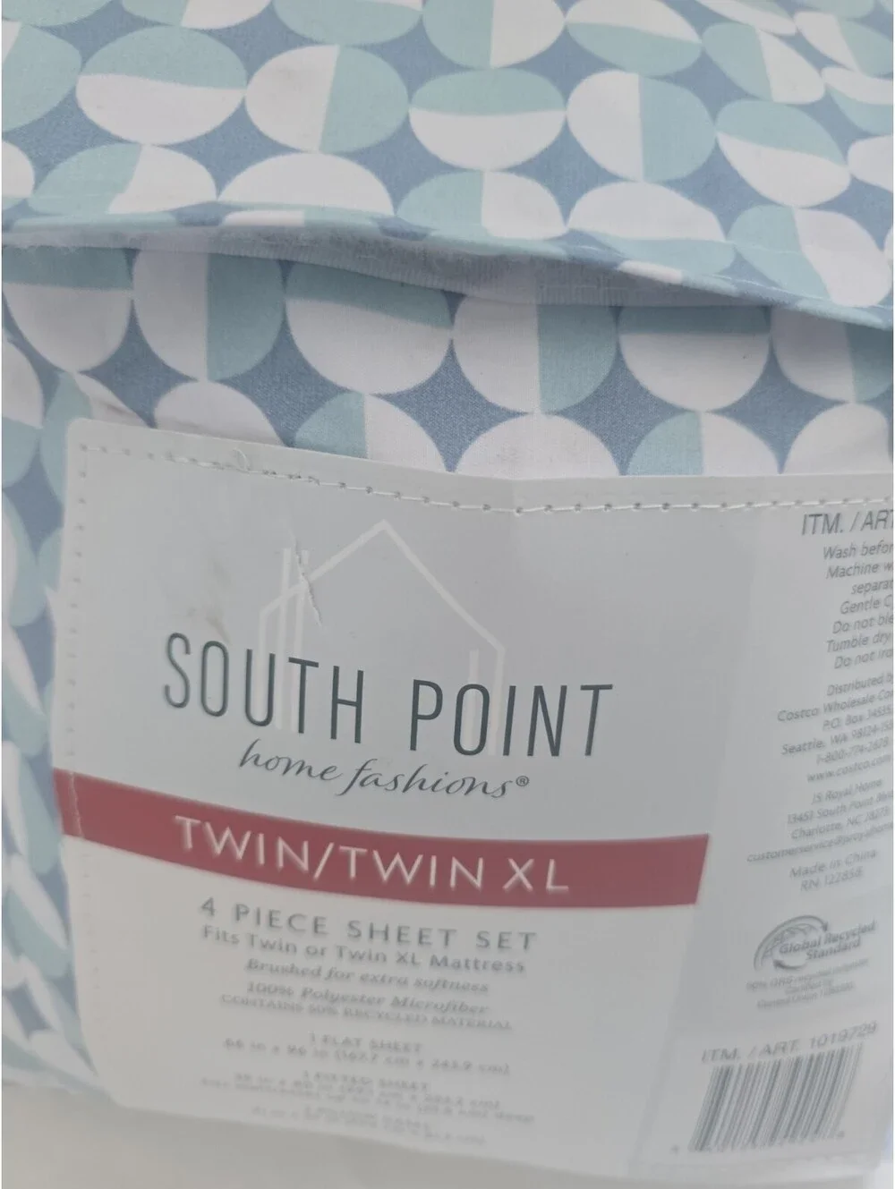 South Point Twin/Twin XL 4pc Sheet Set Blue Circles